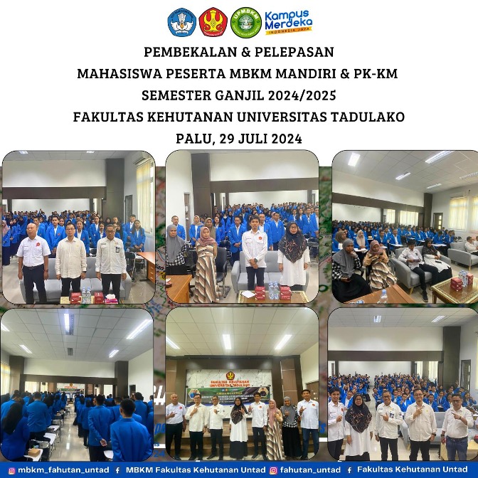 Thumbnail Fakultas Kehutanan Untad Laksanakan Pembekalan dan Pelepasan Mahasiswa Peserta MBKM Mandiri dan PK-KM Semester Ganjil 2024/2025