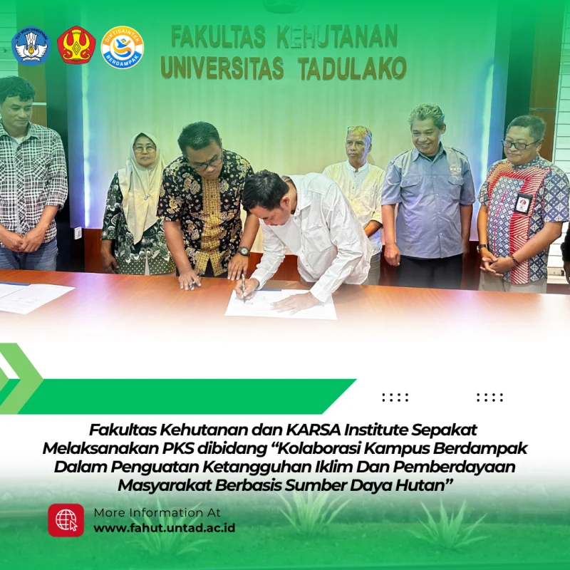 Thumbnail Fakultas Kehutanan UNTAD dan KARSA Institute Sepakati PKS Kolaborasi Kampus Berdampak