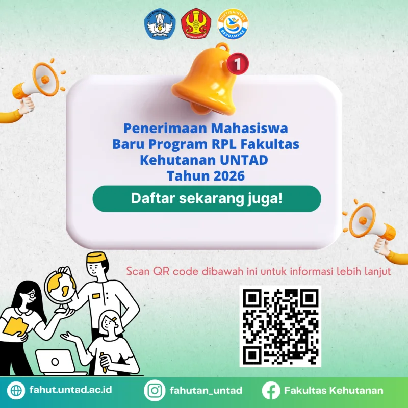 Thumbnail Penerimaan Mahasiswa Baru Program RPL Fakultas Kehutanan UNTAD Tahun 2026 Resmi Dibuka  Isi: