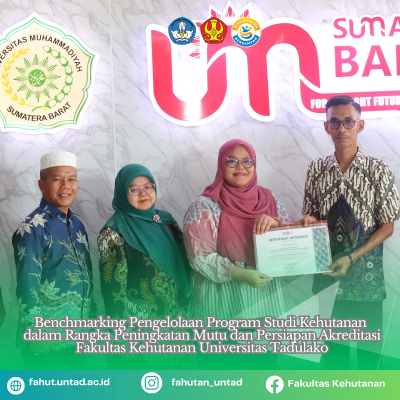 Thumbnail Fahutan UNTAD Lakukan Benchmarking ke Universitas Muhammadiyah Sumatera Barat untuk Penguatan Mutu dan Persiapan Akreditasi